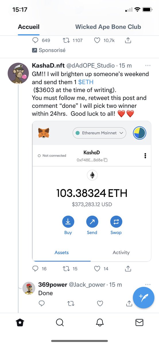 It’s funny how these giveaways works. Exact same number of eth exact sad number of usd. Same metamask adress and sometimes different names #NFT #NFTCommunity  be careful out there