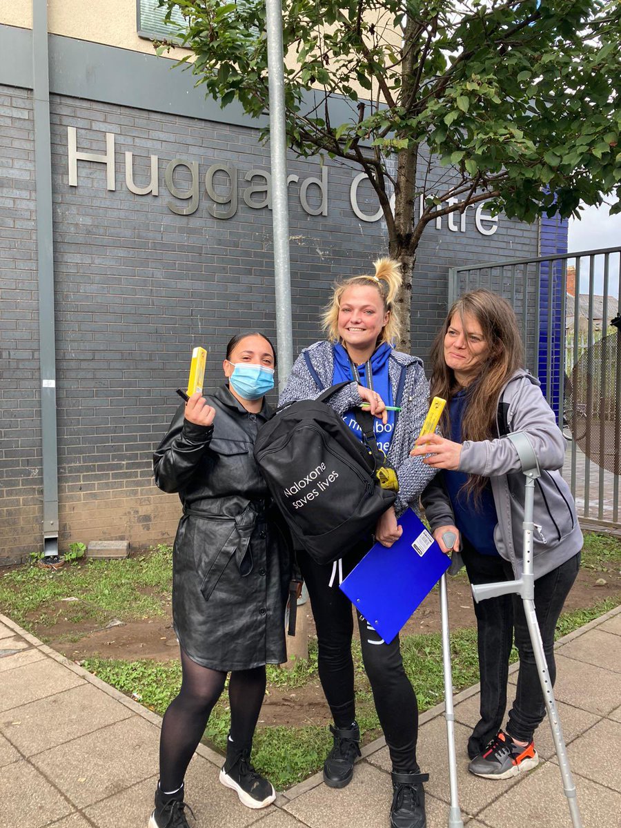 HuggardCentre's tweet photo. Over 100 life saving Naloxone kits to reverse an opioid overdose were handed out by volunteers on the streets of Cardiff last week. They’re part of a “Peer-to-Peer” project devised by former drug user and now counsellor, @GBMC73.  More below… @TaithTweets  @HomelessDay https://t.co/FYQpkXuBxB