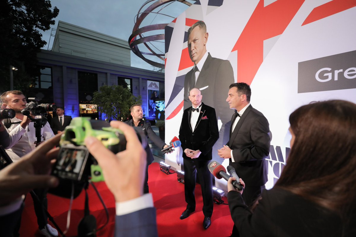 erionveliaj's tweet photo. “The proper function of man is to live, not to exist. I shall not waste my days in trying to prolong them. I shall use my time.” #NoTimeToDie
Couldn't have thought of a better way to welcome @AlastairKS to Tirana than the 007 premiere. As a @CheveningAA it was an honour! 🇦🇱❤️🇬🇧 https://t.co/tjwK29SW5d