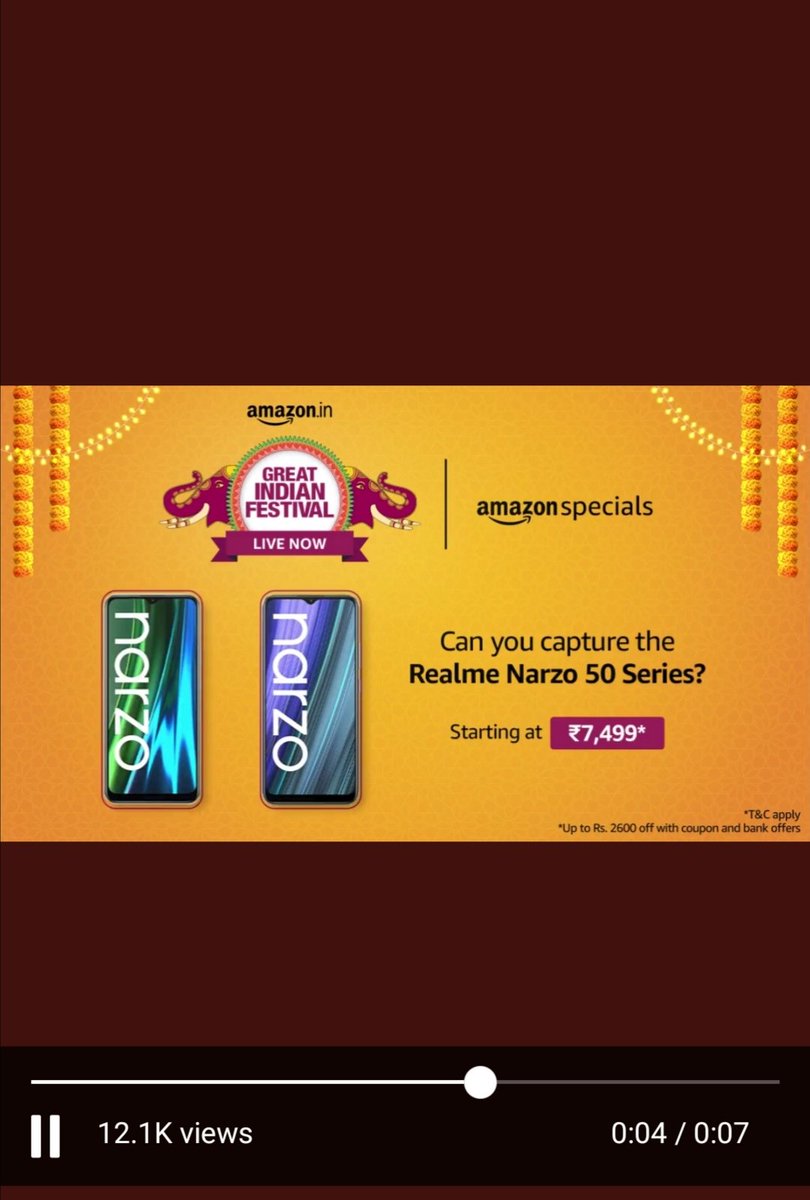 guddovimla's tweet photo. @amazonIN Here is the perfect screenshot..
#AmazonGreatIndianFestival
#RealmeNarzo50SeriesOnAmazon
#AmazonSpecialsRealmeNarzo50Series @amazonIN https://t.co/XFCNSloGMT