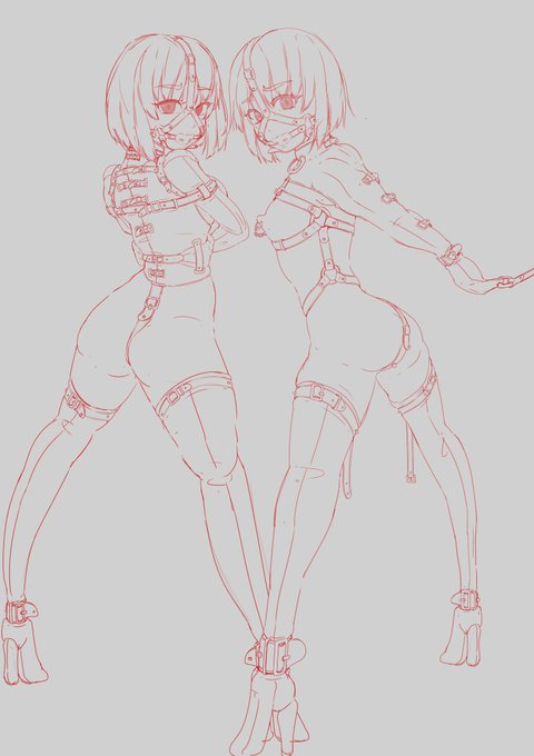 拘束絵描くときの特に拘ってるポイントが『絶対に自力では外せない強固な拘束感』をチマチマ描き足す事なんです。

これは姉妹 