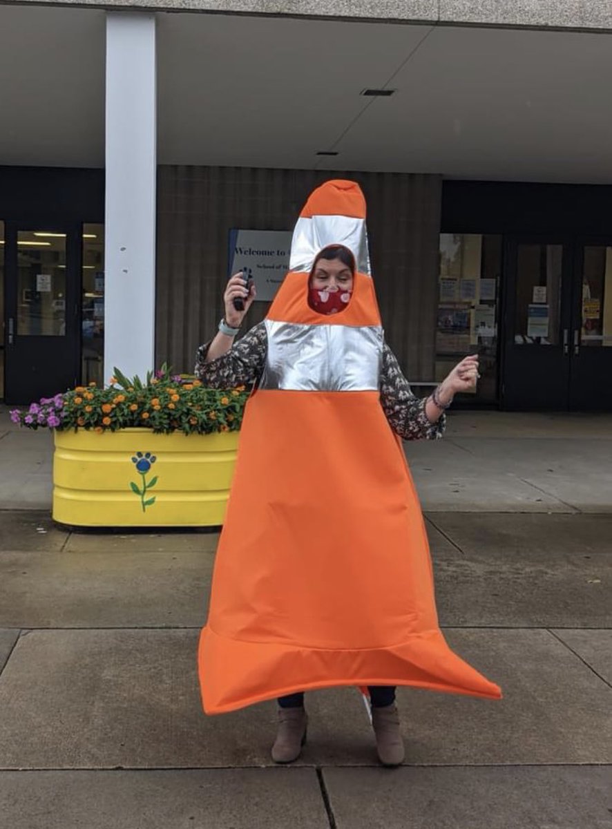 Principal Swofford takes on cone duty.