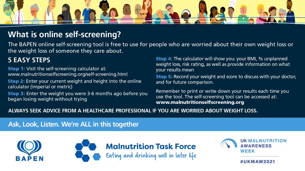 leicdan's tweet photo. Really great seeing all the engagement with #UKMAW2021 so far

Encouraging everyone to #SelfScreen can make a huge difference in identifying malnutrition, and the @BAPENUK self-screening website has lots of useful advice on steps you can take to help https://t.co/lctdBYNxBS https://t.co/JP7Xk5IGcJ