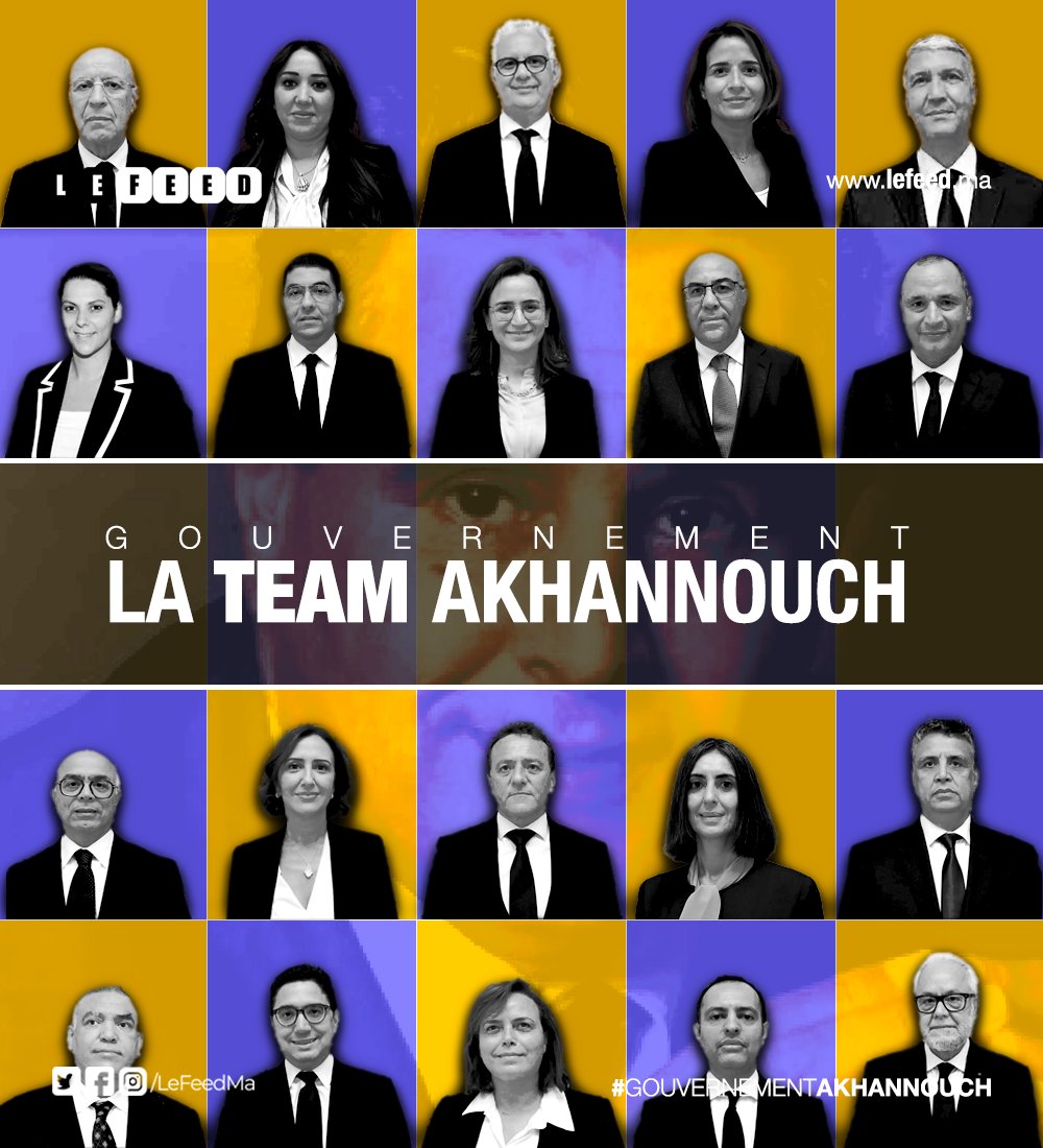 LeFeedMa's tweet photo. lefeedma
⚫️🟡 Nommés le 7 octobre dernier, 21 ministres, dont 7 femmes, constituent désormais le nouveau #Gouvernement #Akhannouch. Retour sur le cliché royal de la nomination 📸🇲🇦.

#Maroc #MohammedVI #MediaDigital #PoliticalNews  #DataJournalism #GraphicJournalism https://t.co/gq3ucsHcbs