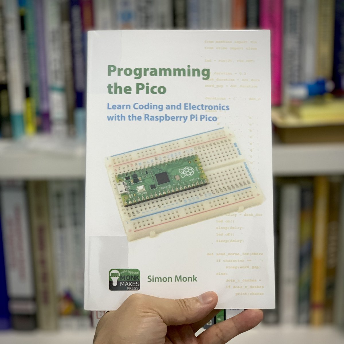 teow_matthew's tweet photo. Finally, the book, Programming the Pico by @simonmonk2 has arrived. I am on page 56; the Morse code program is a good use of the dictionaries. I strongly recommend this book for all #Pico fans. It is informative, fun, and practical. Thanks, @monkmakes. https://t.co/TlZ10195F1