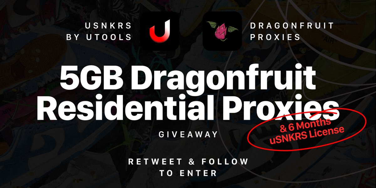 usnkrs's tweet image. 🎉 GIVEAWAY 17/25 🎉

Winner will receive:
🎁 5GB Dragonfruit Residential Proxies
🎁 uSNKRS 6 Months License

To enter: 

Follow @dragonfruitio &amp;amp; @uTools_

Like &amp;amp; Retweet this tweet 

⏰ Ends in 10 mins

Good Luck 🤍