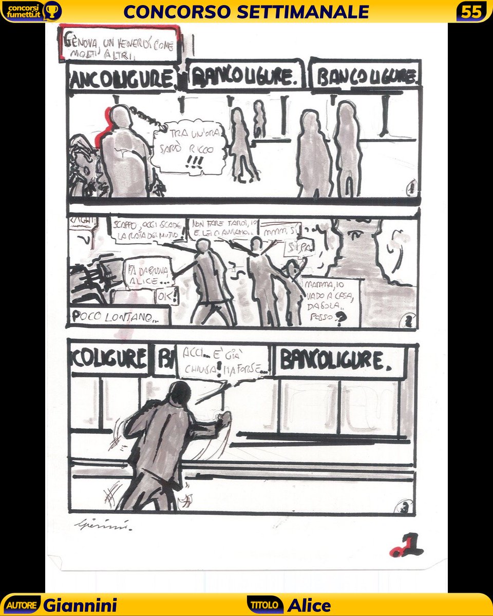 ConcorsiFumetti's tweet image. Sempre per il Concorso Settimanale troviamo 𝗚𝗶𝗮𝗻𝗻𝗶𝗻𝗶 che ci invia ben due opere: “𝗩𝗶𝗿𝘂𝘀!” e “𝗔𝗹𝗶𝗰𝗲”, rispettivamente di 3 e 5 pagine, entrambe disegnate con il suo inconfondibile stile.
#concorsifumetti #webcomicsitalia #fumetti #fumettisti