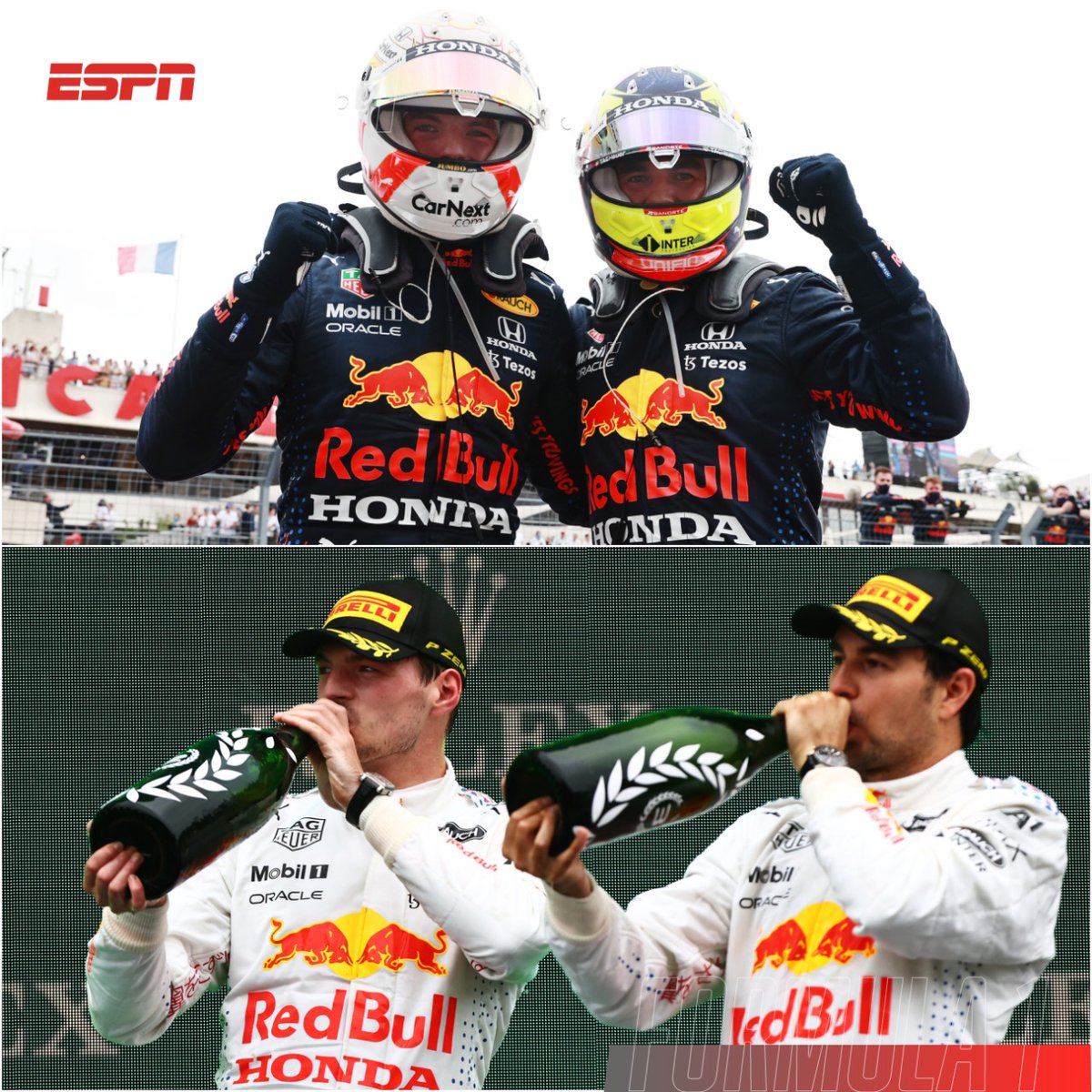 ESPNmx's tweet photo. ¡La imagen que quería ver de nuevo Red Bull! 🤩

Segunda vez que Max Verstappen y Checo Pérez comparten podio como compañeros 🍾 😎

#TurkishGP 🇹🇷 #F1 

https://t.co/5nI7kmGQic https://t.co/U6HQ5IfTG9