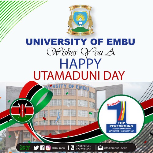 University of Embu wishes all a Happy #UtamanduniDay. We celebrate Kenya's rich cultural diversity and heritage.

#UtamanduniDay