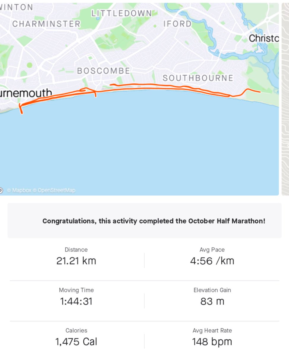 Blue_Bag's tweet photo. and A NEW PB! 🏆🏅😀
Wasn't planning on running that fast today but just felt good out there and went with it. Great support all the way around, great event ❤️
#bournemouthhalf @runr @runningpunks @247runningclub https://t.co/KvwcoeCYTV
