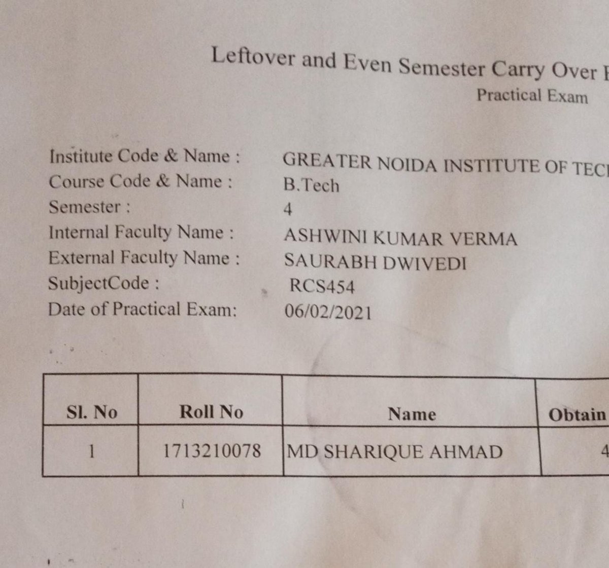 mdsac1441's tweet photo. @AKTU_Lucknow @Vineetkansal2 
@74_alok 
I am from 2021 batch having roll no-1713210078,had given the carryover examination of python Lab(Code=RCS454)on 06/02/2021.The marks of this subject is not yet updated,due to this,unable to get job,solve this issue.Worst response ever.😑😑 https://t.co/CVM60niOtK
