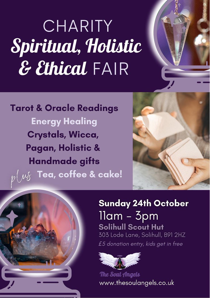 TheSoulAngelsUK's tweet photo. Join us for our latest live event. Sunday 24th October #solihull #solihullhour #SpiritualSunday #birmingham #charity https://t.co/eAhW50ToBQ
