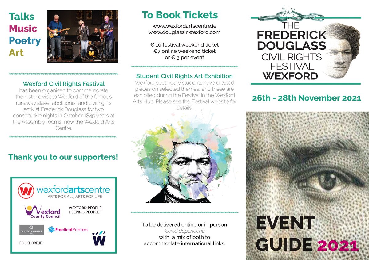 The full programme for the 2021 Frederick Douglass Civil Rights Festival 
#FrederickDouglass 
#Wexford 
#Festival
#Grassroots https://t.co/uXhkpBjF2j