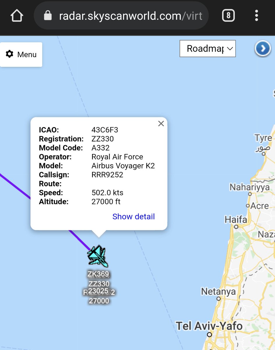 scan_sky's tweet photo. 2 x #RAF - Typhoon FGR4s - #ZK369 - #RRR96063/ #ZK334 - #RRR96062

#RAF - Airbus Voyager - #ZZ330 - #RRR9252 

All Over The Eastern Mediterranean Inbound To Ovda Air Base 🇮🇱 For Exercise #BlueFlag 21-2 https://t.co/lb3G2XQmlx
