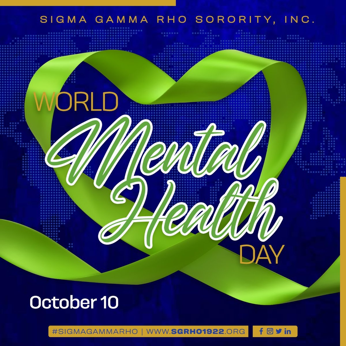 SGRho's tweet photo. Today is World Mental Health Day. Let’s raise awareness of mental health issues around the world and mobilize efforts in support of mental health. 

#SigmaGammaRho #SGRho #MentalHealth #WorldMentalHealthDay https://t.co/YvxE9oyt8X