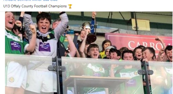 looprevil05's tweet image. Congratulations to Ferbane/Belmont U- 13 Football team who beat St. Vincents in the county final 4-16  2-10 after extra time.🏐😤