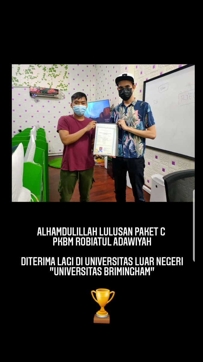 Alhamdulillah LULUSAN PAKET C PKBM ROBIATUL DAWIYAH DITERIMA LAGI DI UNIVERSITAS LUAR NEGERI