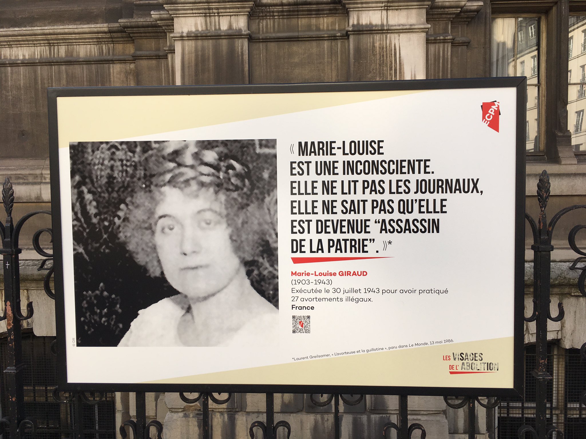 Charlotte Soulary on Twitter: "Marie-Louise Giraud, guillotinée dans la cour de la prison de la roquette à Paris en 1943 pour avoir pratiqué des avortements. Souvenons-nous de notre histoire. #AbolitionPeineDeMort https://t.co/NhD0G0o5qL" /