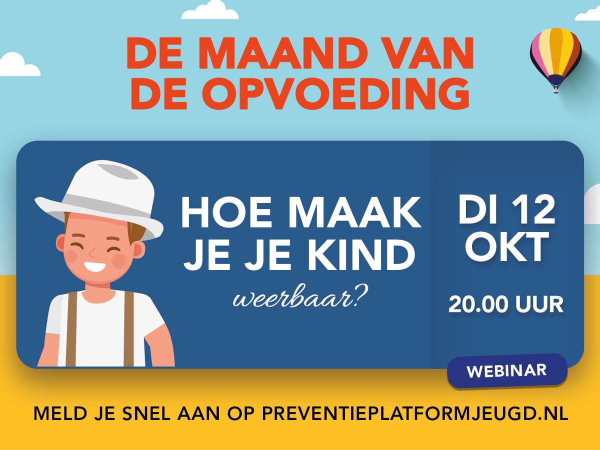 WEBINAR: HOE MAAK JE JE KIND WEERBAAR?

Nee kunnen en durven zeggen: hoe gaat je kind om met situaties als pesten of vervelend gedrag? 

Aanmelden via bit.ly/3hYk1ps

#yunio
#groeiendoejesamen
#aalten
#winterswijk
#berkelland
#oostgelre
#maandvandeopvoeding
#ppj