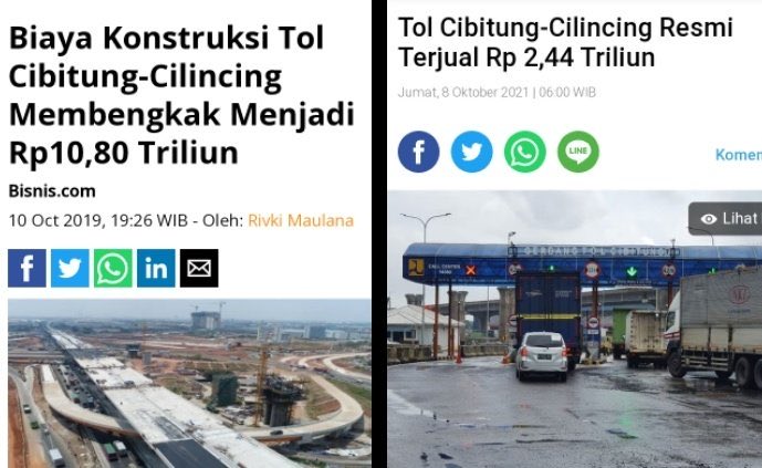 Emang jenius pak Jokowi. Bangun tol bengkak 10,8 T. Dijual laku 2,44 T. Nga ada lawan kejeniusan beliau. Sementara buzzeRp sibuk aja sama Hambalang yang rugi 680 M. Satu tol aja rugi  hampir 10 kali lipat mereka pura2 nga tahu 😛😛