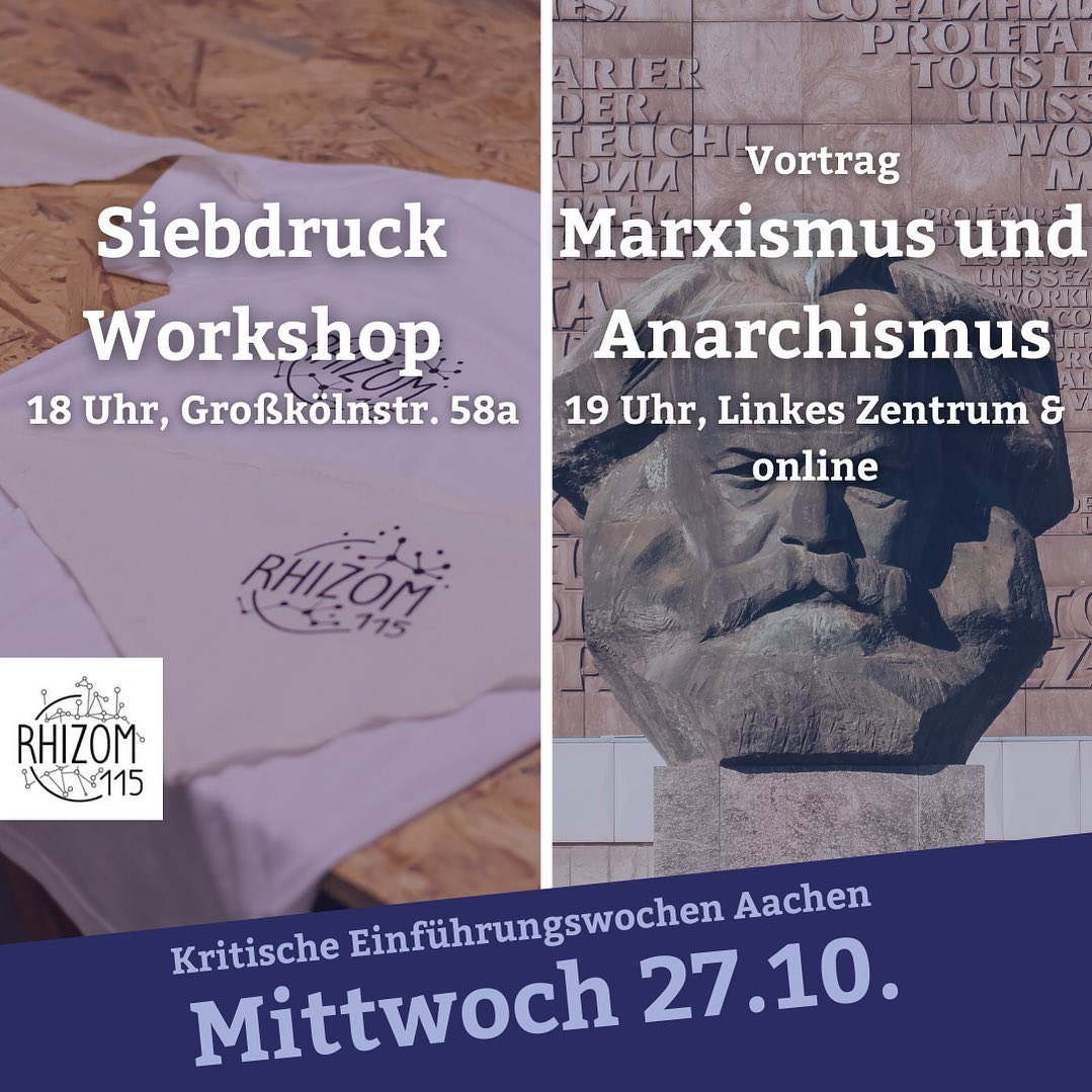 ac_kew's tweet photo. 1/4
Veranstaltungen am 26.10.

18 Uhr | Siebdruck Workshop Upcycling | Großkölnstraße 58a
Gemeinsam mit euch werten wir mit Siebdruck alte Kleidung auf. Kein Vorwissen nötig, bringt Klamotten zum Bedrucken oder für den Kleidertausch mit. @rhizom115 https://t.co/SZo5MF8EFO