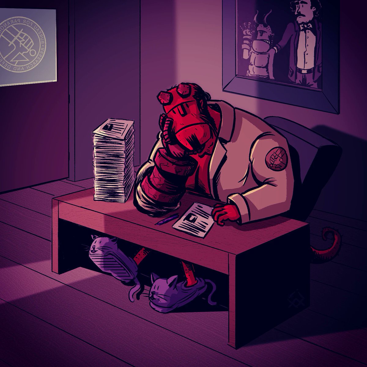 cartuman's tweet photo. Sad days in P.B.R.D.!
#inktober2021 #Hellboy #pressure https://t.co/8TqttE9TXK