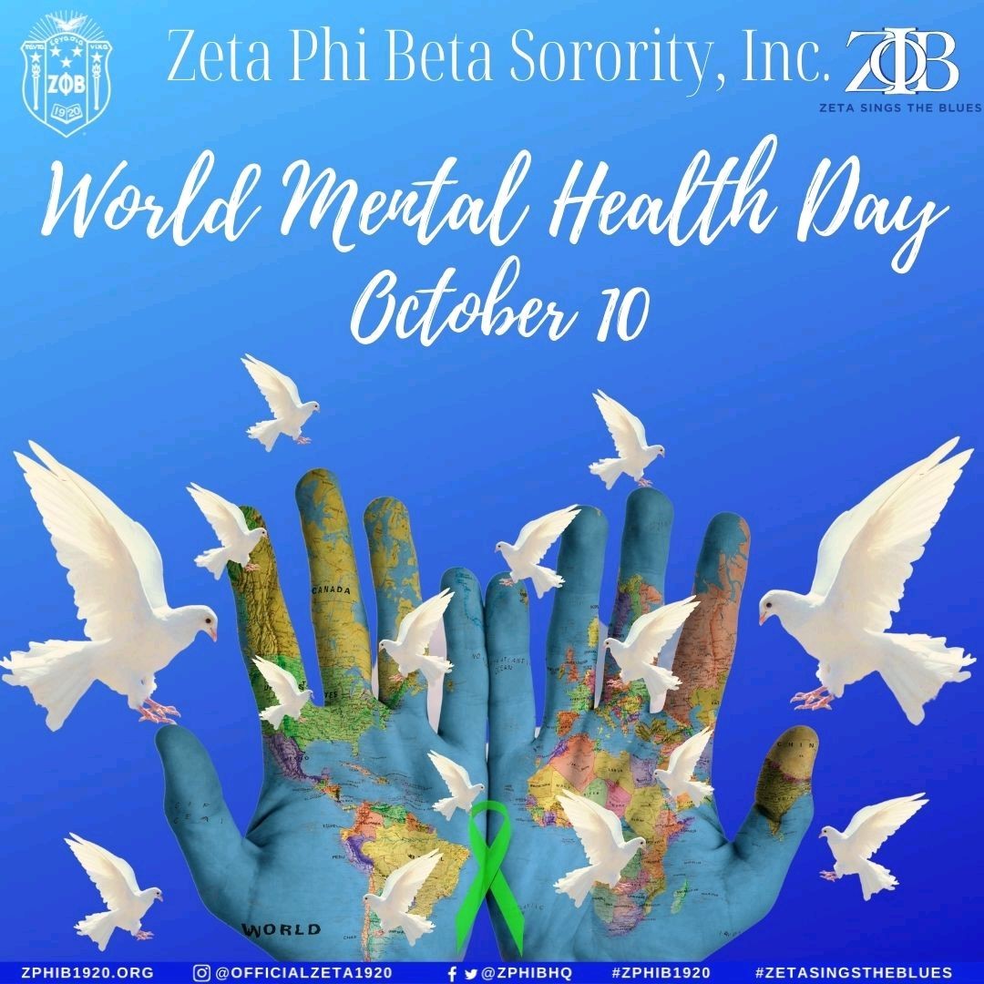 It is World Mental Health Day! Join Zeta Phi Beta Sorority, Inc. as we raise awareness and mobilize to support mental health for all.

#zetaphibeta #worldmentalhealthday #zetasgogreen