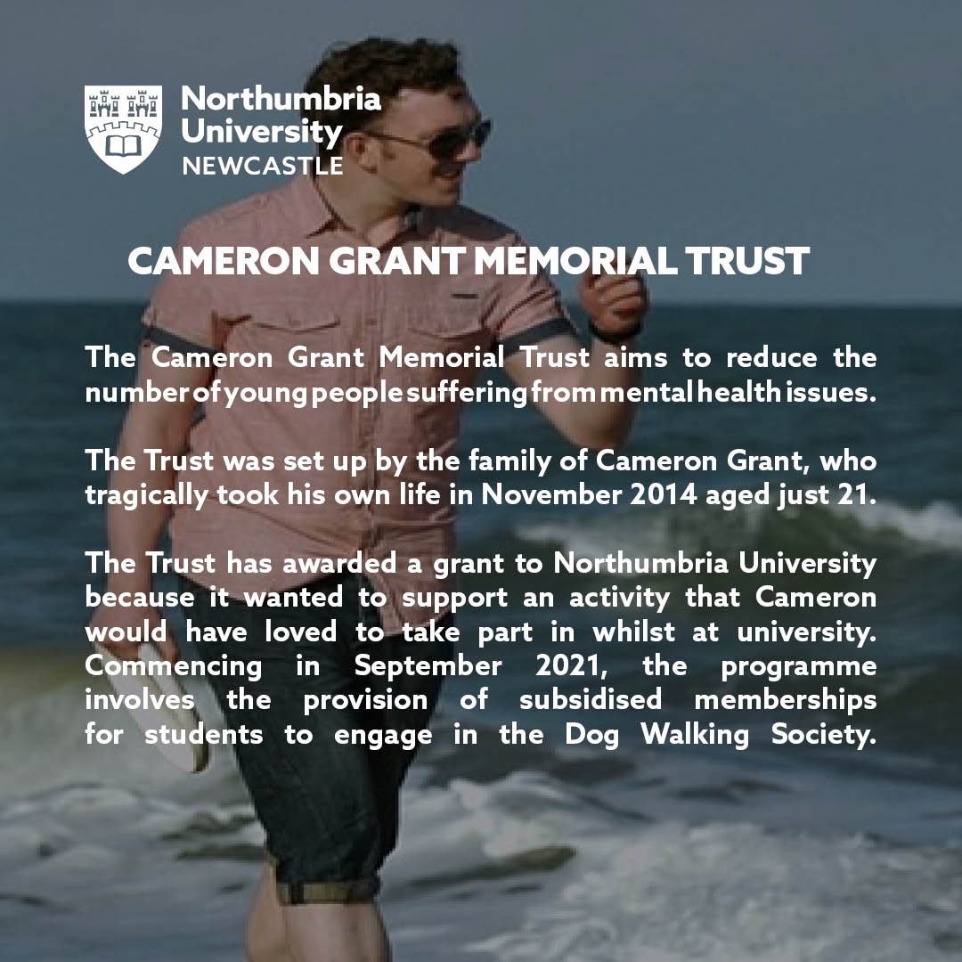 NorthumbriaAlum's tweet photo. Northumbria University applied to the @CamMemorial for a grant in partnership with the Students’ Union. The programme involves the provision of subsidised memberships for students to engage in the Dog Walking Society.  https://t.co/jG8Svno2cI

#WorldMentalHealthDay https://t.co/sBD7F5tkxp