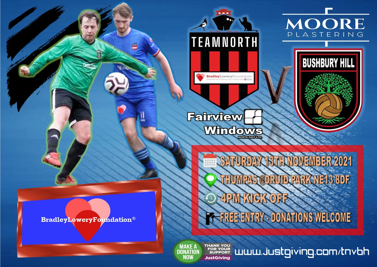 Looking forward to our Team North XVI lads hosting <a href="/bushbury_fc/">Bushbury Hill FC</a> in a charity match supporting <a href="/Bradleysfight/">Bradley Lowery Foundation</a> ..see you next month lads ⚽️💙