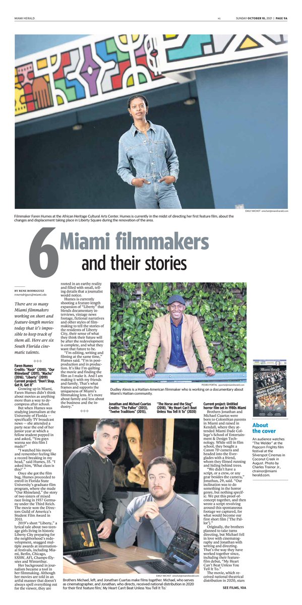 Some personal news! Today's package of stories about local filmmakers is my final byline at the Miami Herald. I've had an amazing 33-year run at the paper. Starting Oct. 18, I will be managing the Bill Cosford Cinema at @univmiami and continuing to teach film classes.