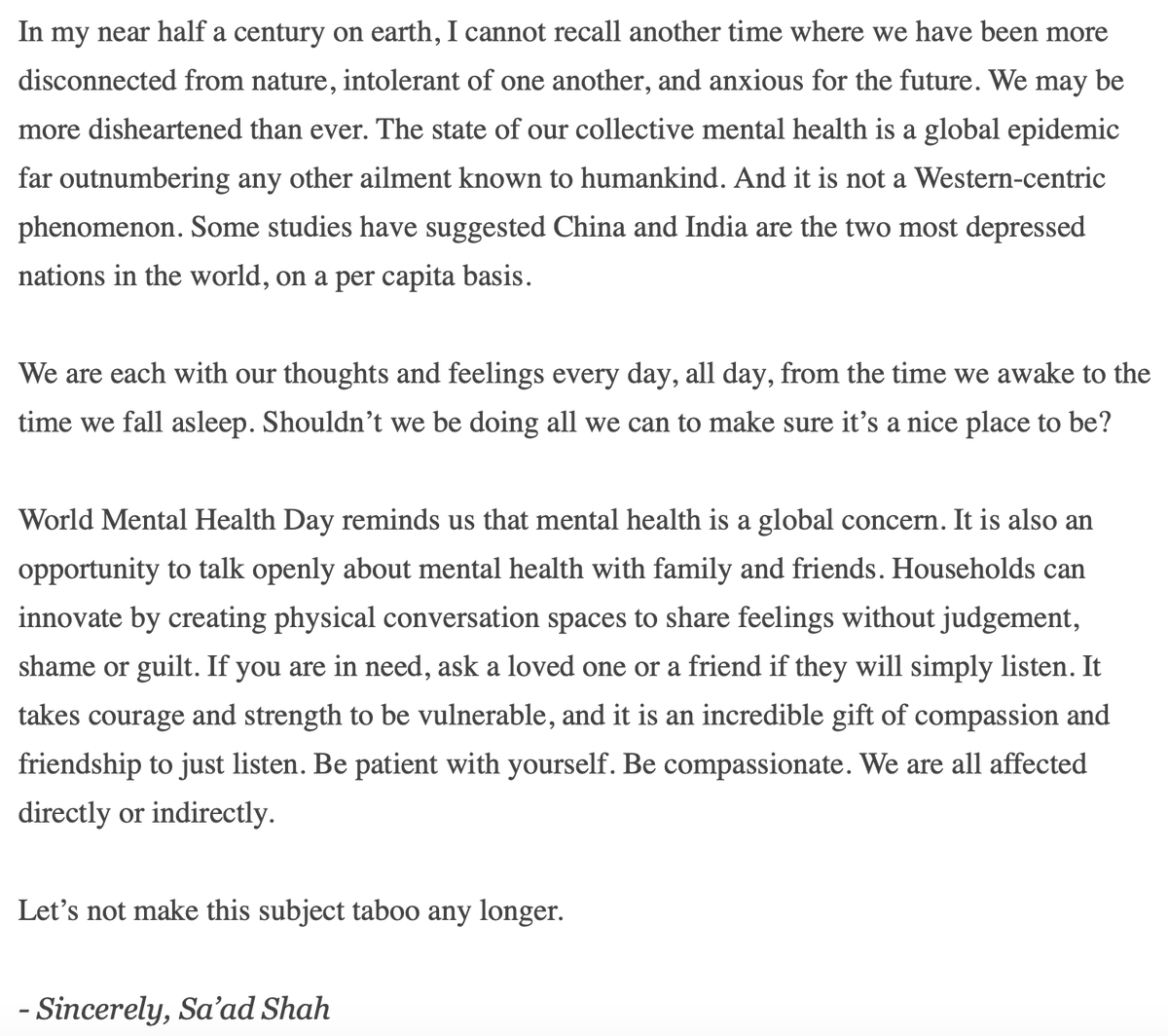 NoeticFund's tweet photo. A word from Sa'ad Shah, our Managing Partner, on this World Mental Health Day. 2/3. https://t.co/7PDOVqFhzt