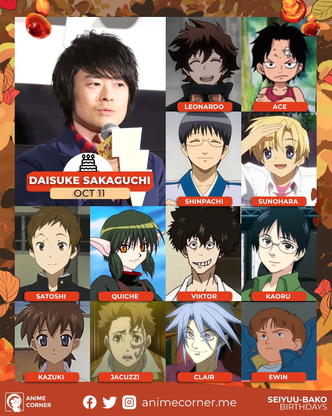 Anime Corner on X: "Happy 48th birthday to Daisuke Sakaguchi! 🥳 He\