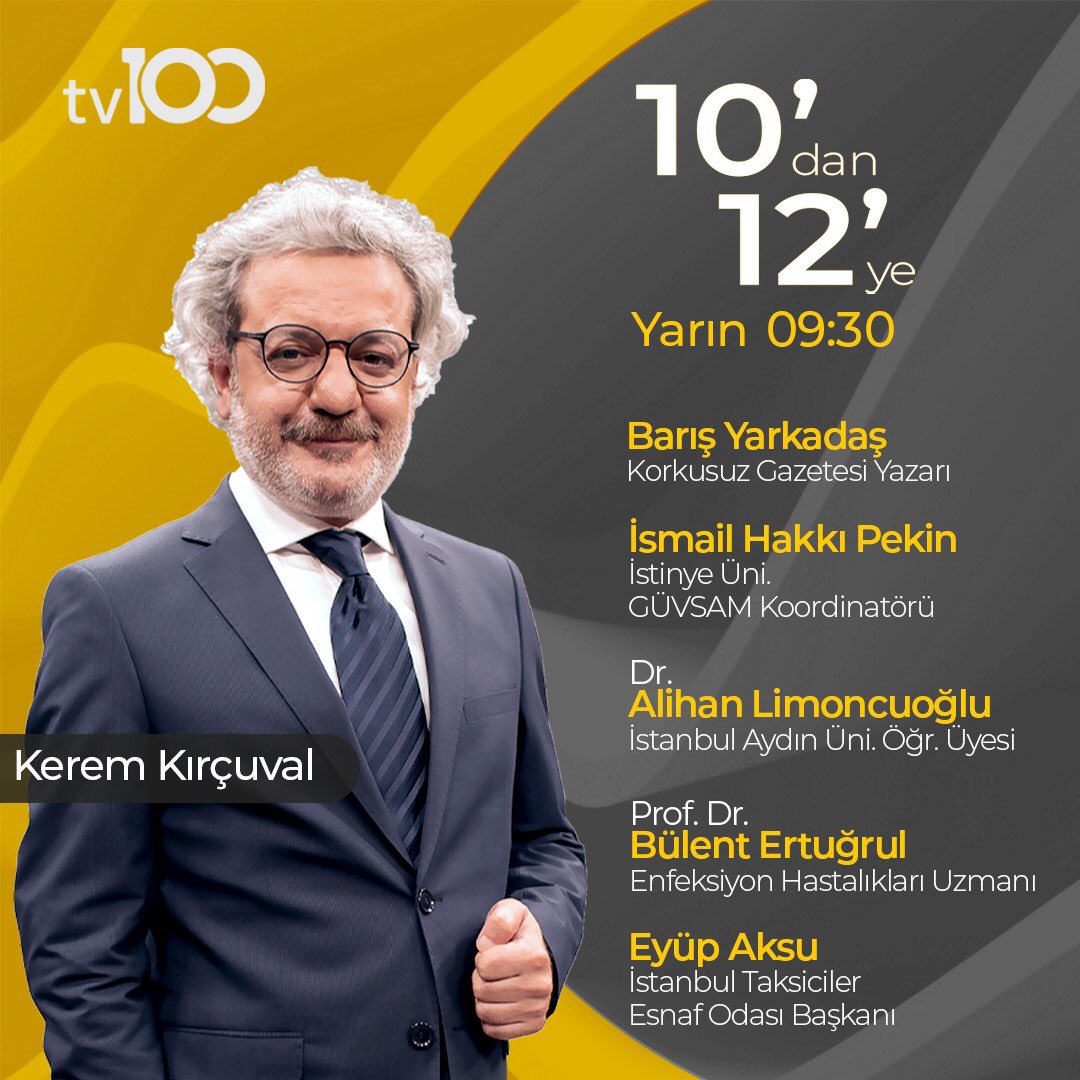 Başkanımız Eyup Aksu yarın 09:30’da <a href="/tv100/">TV100</a>‘de.