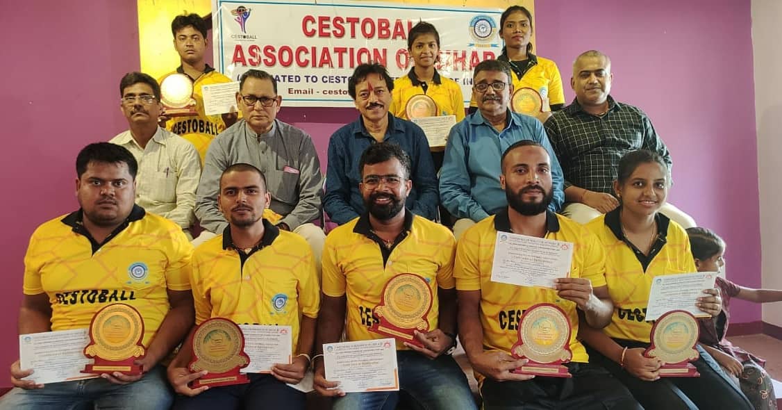 Today Cestoball Association Of Bihar office bearers honored to all the Technical Officials who all clear the All India Referee Examination heald at R.S.College, Bangalore Karnataka