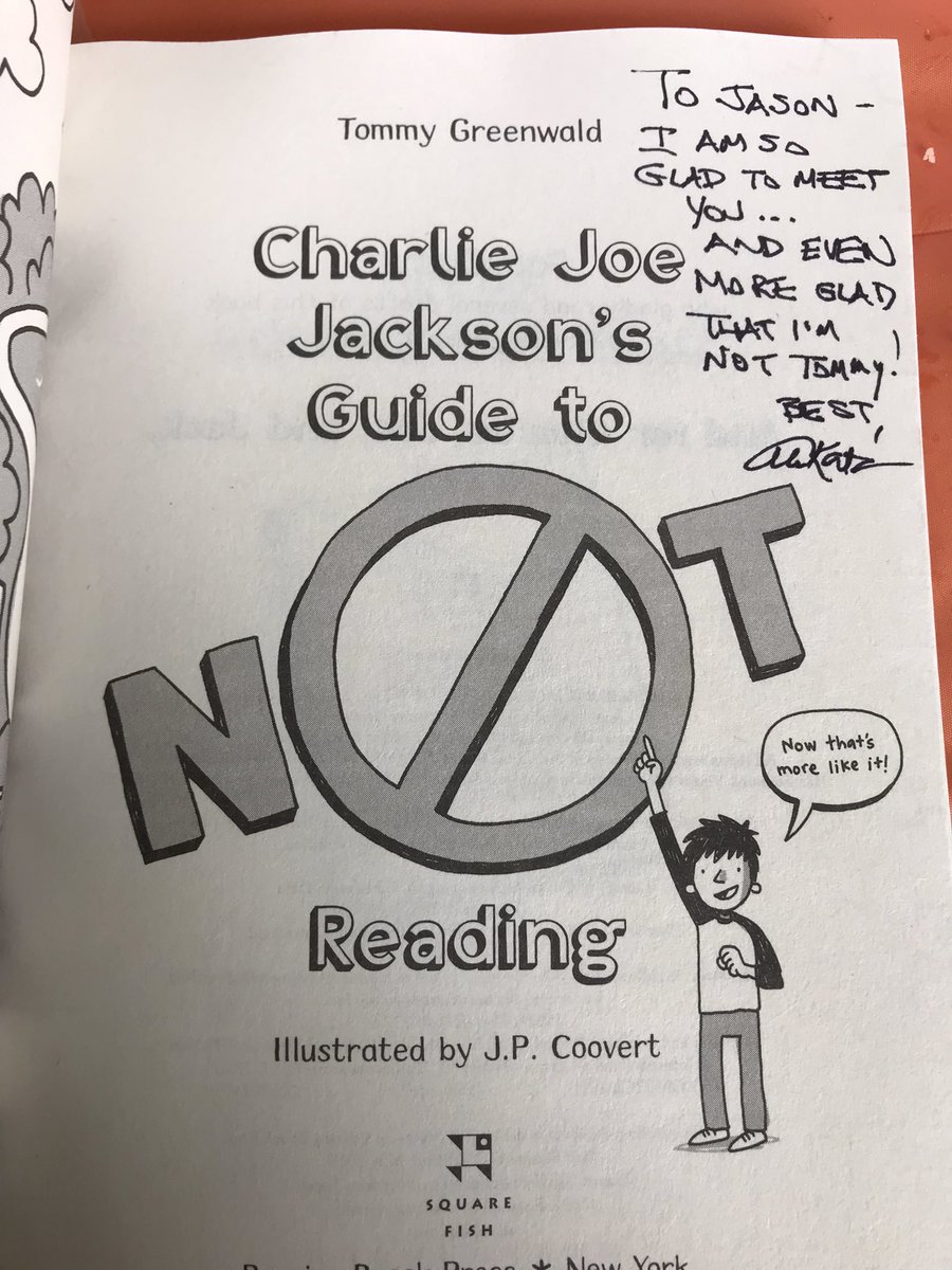 ThatJasonEaton's tweet photo. @tommygreenwald I forgot to have you sign my copy of Charlie Joe Jackson. Don’t worry though—Alan Katz was happy to step in! https://t.co/ypOLJRSFWE