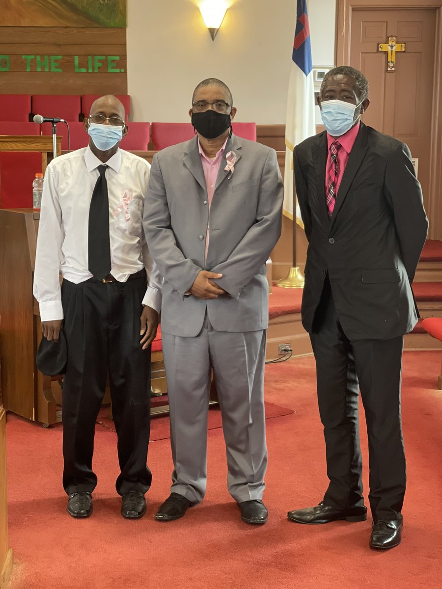 UBCPastorB's tweet photo. Some of the Men of UBC and Pastor George G. Bright standing in solidarity for Breast Cancer Awareness https://t.co/5ZdfD6kPV0