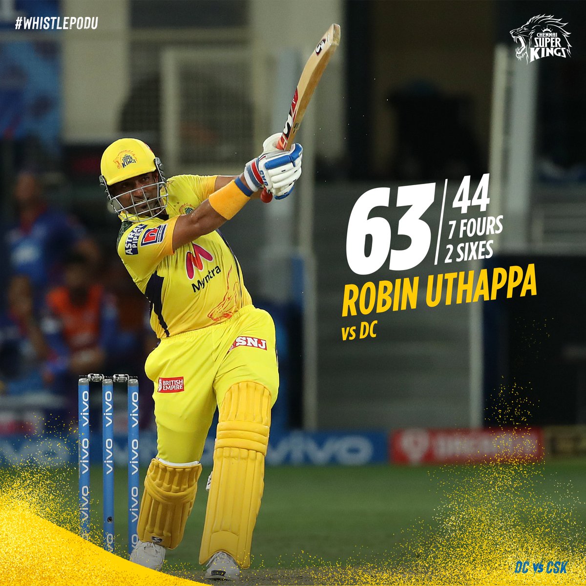 ChennaiIPL's tweet photo. Robin the Batman 💥

#DCvCSK #WhistlePodu #Yellove 🦁💛 https://t.co/4epOY3e62P