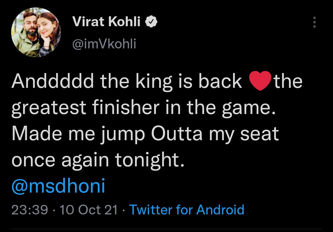 TrendsDhoni's tweet photo. Virat Delete the previous tweet

And added "EVER" ❤️🔥

@MSDhoni @ImVkohli #IPL2021 https://t.co/Kop1Sh6dic