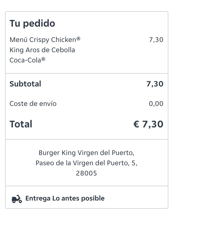 carigu86's tweet photo. @UberEats (12,93) vs @JustEat_es (7,30) mismo pedido, en este caso criticar sobra …. https://t.co/8xc0d3zAiZ