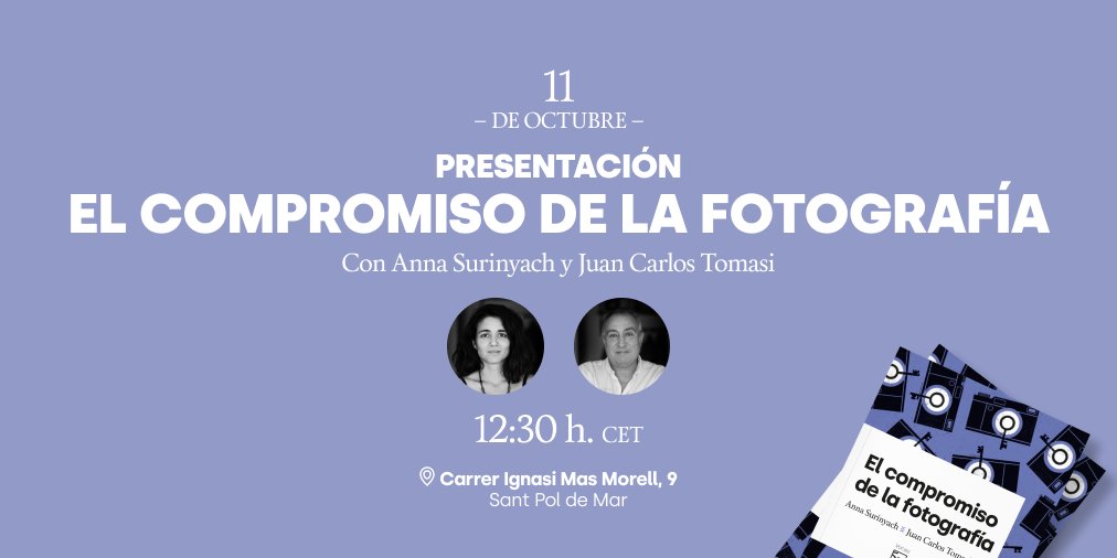 Mañana lunes, a las 12:30 horas, <a href="/surianna/">Anna Surinyach</a> y <a href="/JcarlosTomasi/">Juan Carlos Tomasi</a> estarán en <a href="/santpoldoc/">santpoldoc</a> para presentar 'El compromiso de la fotografía'.

Más info: santpoldoc.com/en/event/fotog…