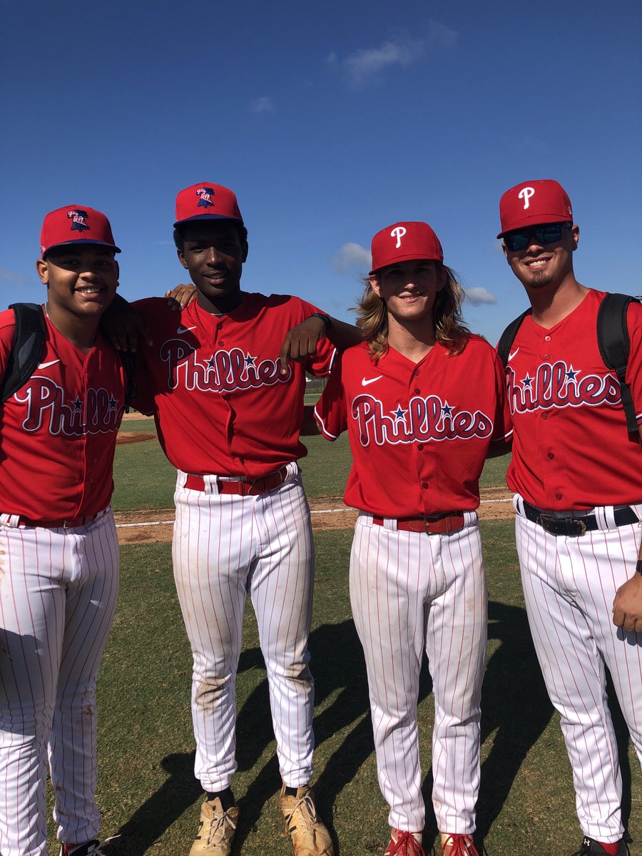 TimRock86524690's tweet photo. .⁦@ftbteams⁩ FTB Phillies Scout Team behind the pitching of Aiden Moffett, Cameron Johnson and Kaiden Perez, pictured here with pitching coach Alex House won 5-0 in the 8 am game. Next game at 10:20 on Cardinals 2. https://t.co/aC4MATlVVH