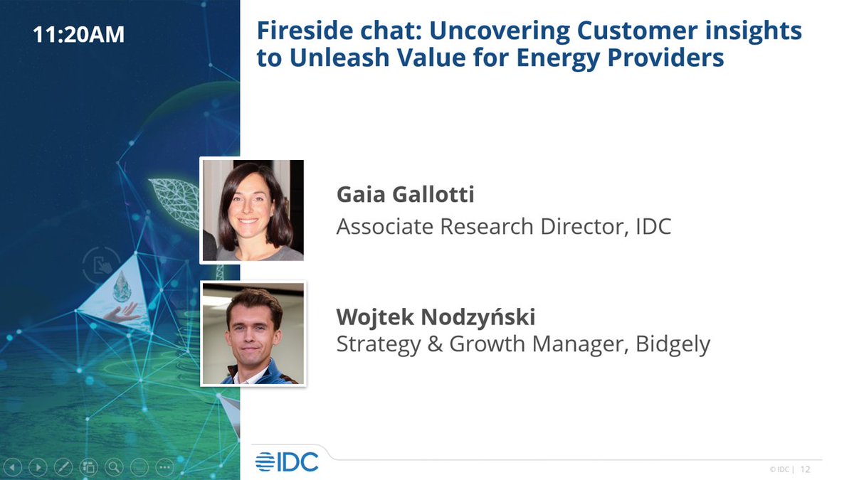 gaiagallotti's tweet photo. Join me for the last Fireside chat of #IDCUES21 w/ @bidgely "Uncovering Customer Insights to Unleash Value for #EnergyProviders"
https://t.co/Y9s2NpYVs4 #utilities https://t.co/cMVXa9hDkz