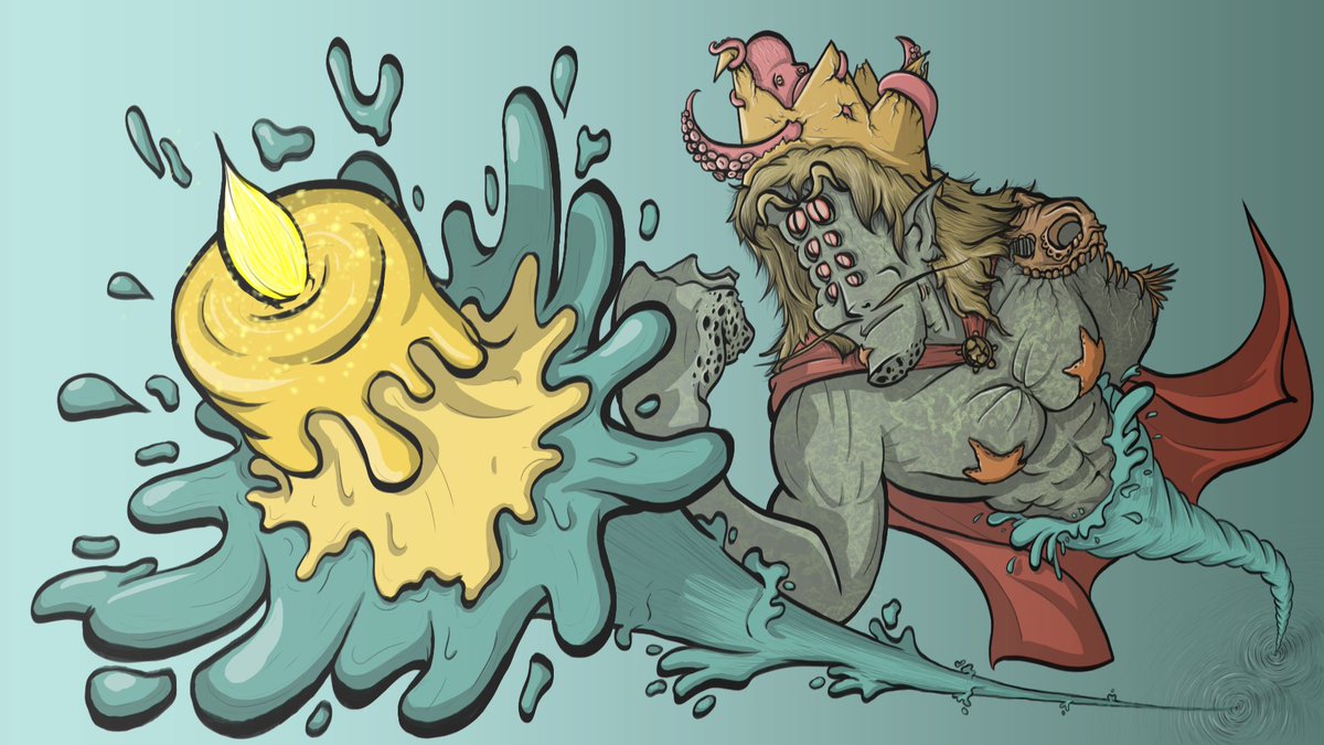 OAllyava's tweet photo. "An eight-eyed king that controls water who`s holding a candle" (Arty Games Character Challenge)
#ArtyGames #artists #ArtistOnTwitter #art #digitalart #digital #DigitalArtist #king #artchallenge #candle #water #challenge #characterdesign https://t.co/zGeg6TJvKV
