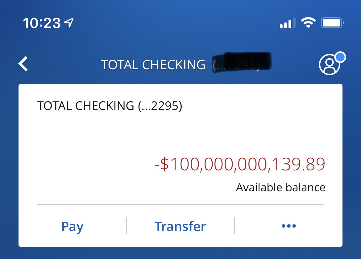 tazryne's tweet image. Waking up to this!! NEGATIVE BILLIONAIRE!!🤬🤬🤬 #negativebalance #billionaire #checkingaccount #badday #Nottoday #Banking