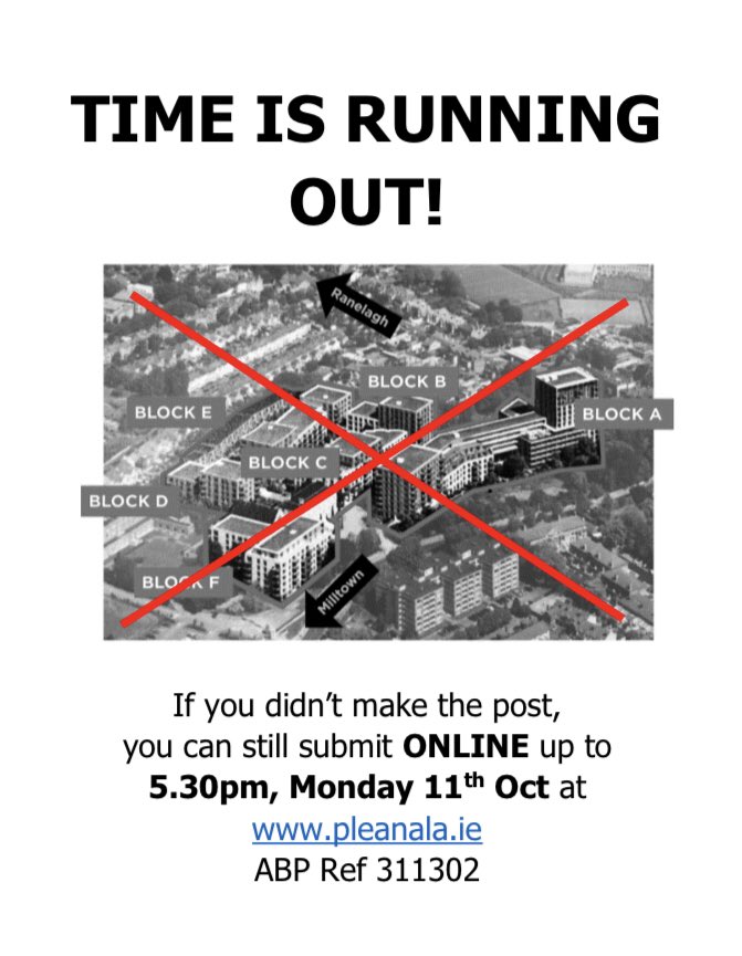 @milltownparksos (@milltownparksos) on Twitter photo <a href="/ranelagh/">Ranelagh</a> <a href="/DonnybrookD4/">Donnybrook, Dublin 4</a> <a href="/clonskeagh_/">Clonskeagh Community</a> <a href="/dundrum_central/">Dundrum Central Overdevelopment</a> Last day of the weekend. Still time to work on your submission for #Milltownpark #shd . Closing date is tomorrow 5.30pm. You can make your submission online at Pleanala.ie <a href="/ranelagh/">Ranelagh</a> <a href="/DonnybrookD4/">Donnybrook, Dublin 4</a> <a href="/clonskeagh_/">Clonskeagh Community</a> <a href="/dundrum_central/">Dundrum Central Overdevelopment</a> Last day of the weekend. Still time to work on your submission for #Milltownpark #shd . Closing date is tomorrow 5.30pm. You can make your submission online at Pleanala.ie