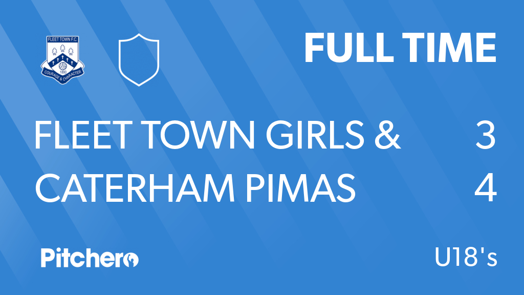 FULL TIME: Fleet Town Girls &amp; Ladies FC 3 - 4 Caterham Pimas
#FLECAT #Pitchero
fleettowngirlsandladiesfc.co.uk/teams/141338/m…
