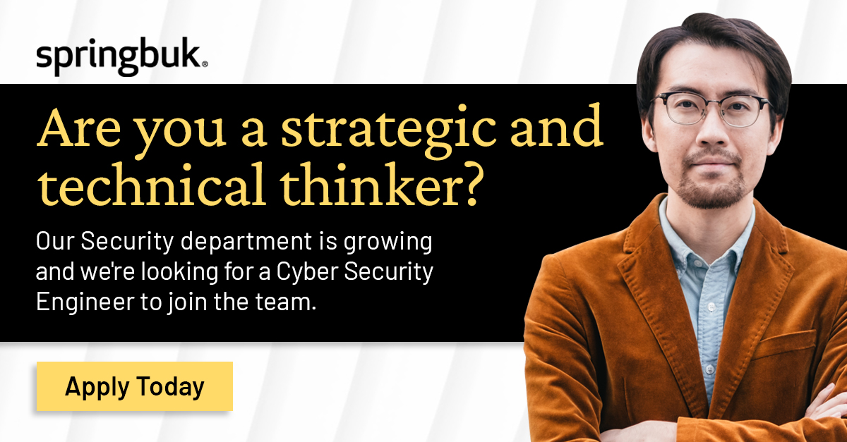 We're #hiring!

Our Security department is growing, and we're looking for a Cyber Security Engineer to join the team. 

Check out the job description below – you might be the next 'Buk we're looking for: bit.ly/3ozJD09