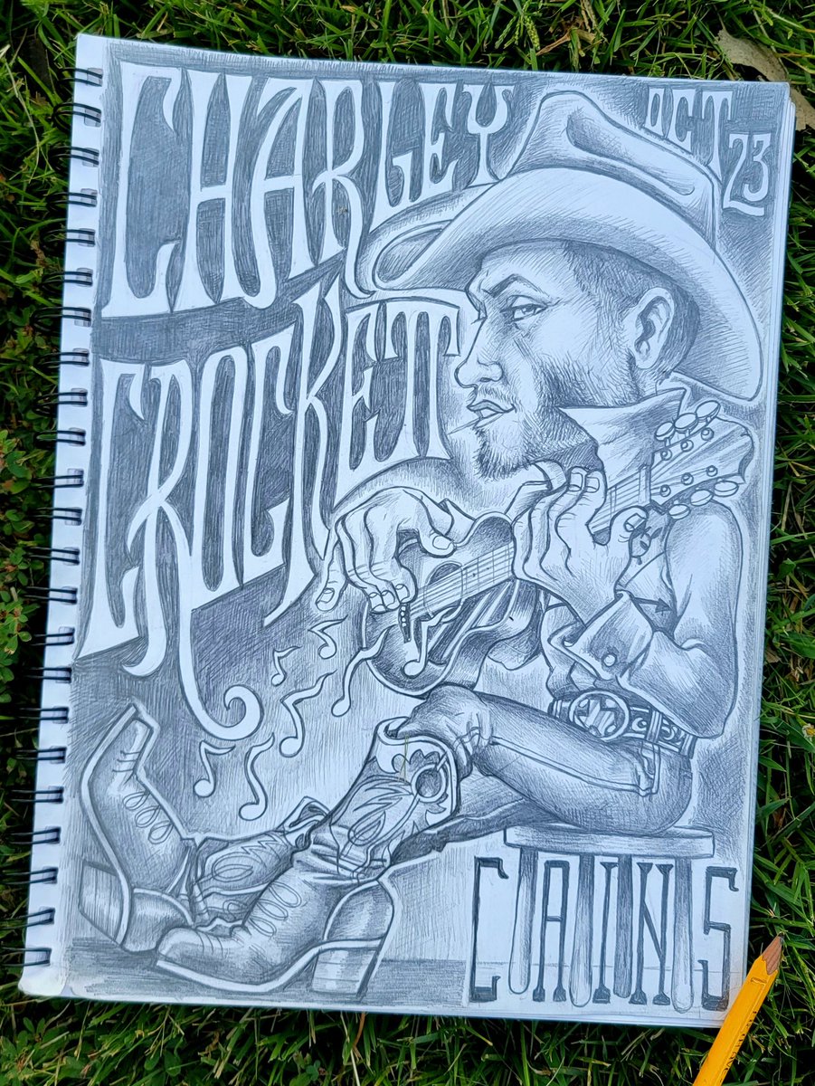 PopBefore's tweet photo. Pencil sketch of Charley Crockett. He's going to be at the Cain's Ballroom Oct 23rd. Can't wait! One of my current favorites, hope to see you there. @CharleyCrockett
@CainsBallroom.#deathbeforepopcountry #DBPC #cainsballroom #charliecrockett https://t.co/MSblnqsATK