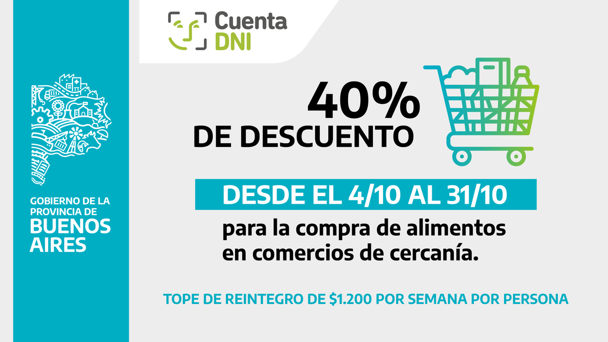 BAProvincia's tweet photo. 🗓️ No te olvides que durante todo octubre con #CuentaDNI tenés👇

✔️ 40% de descuento en compra de alimentos en comercios de cercanía 🛒.

¡Aprovechá los beneficios de la billetera digital del @bancoprovincia! https://t.co/qcka5K6hse