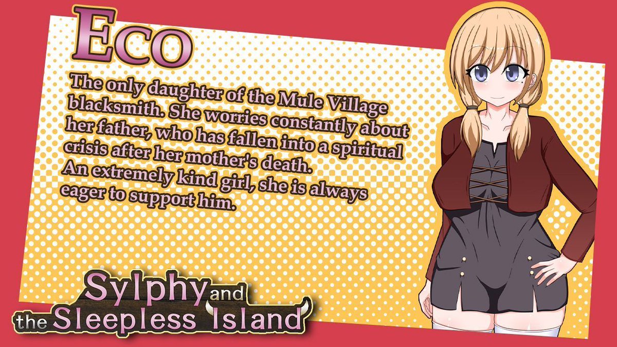 Kagura Games on X: Eco is the only daughter of the Mule Village  blacksmith. We're excited to reveal that Sylphy and the Sleepless Island by  Milky Way (@MilkyWay_info) is now available with